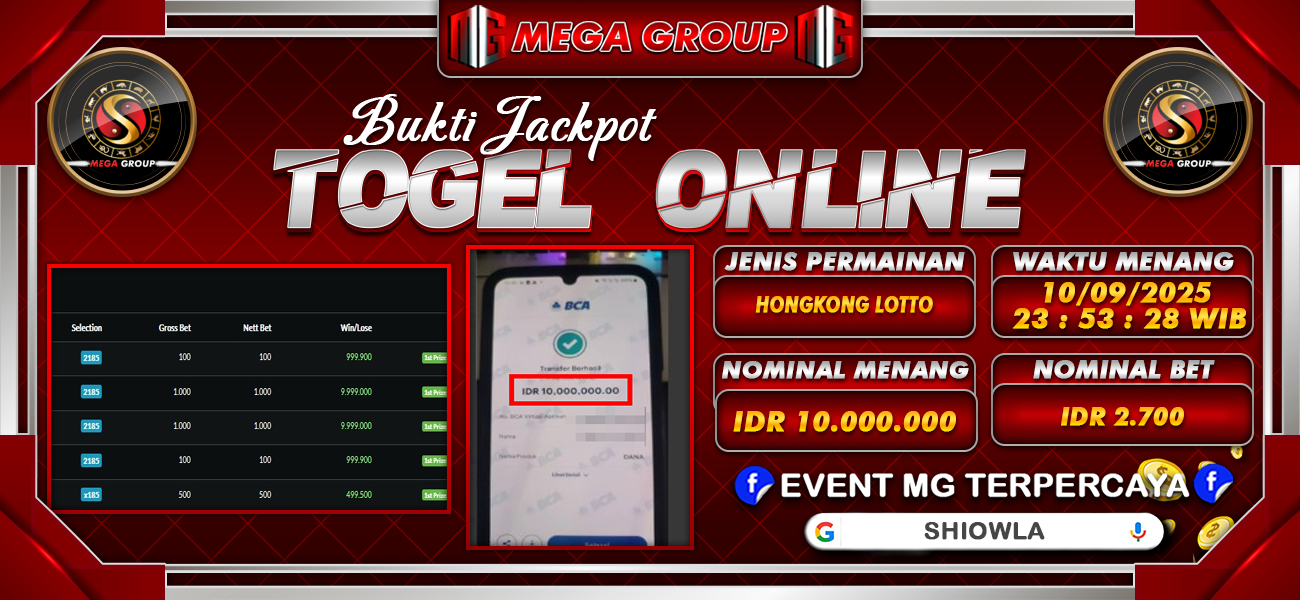 Bukti JP situs Shiowla hari Kamis, 11 September 2025