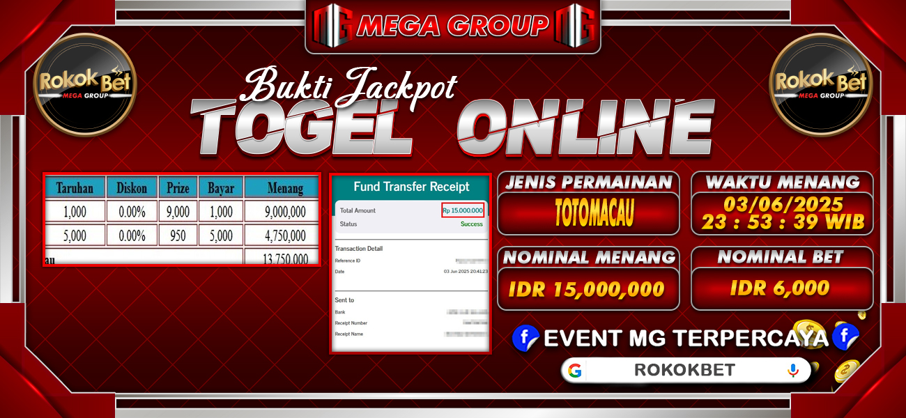 Bukti JP situs Rokokbet hari Rabu, 04 Juni 2025