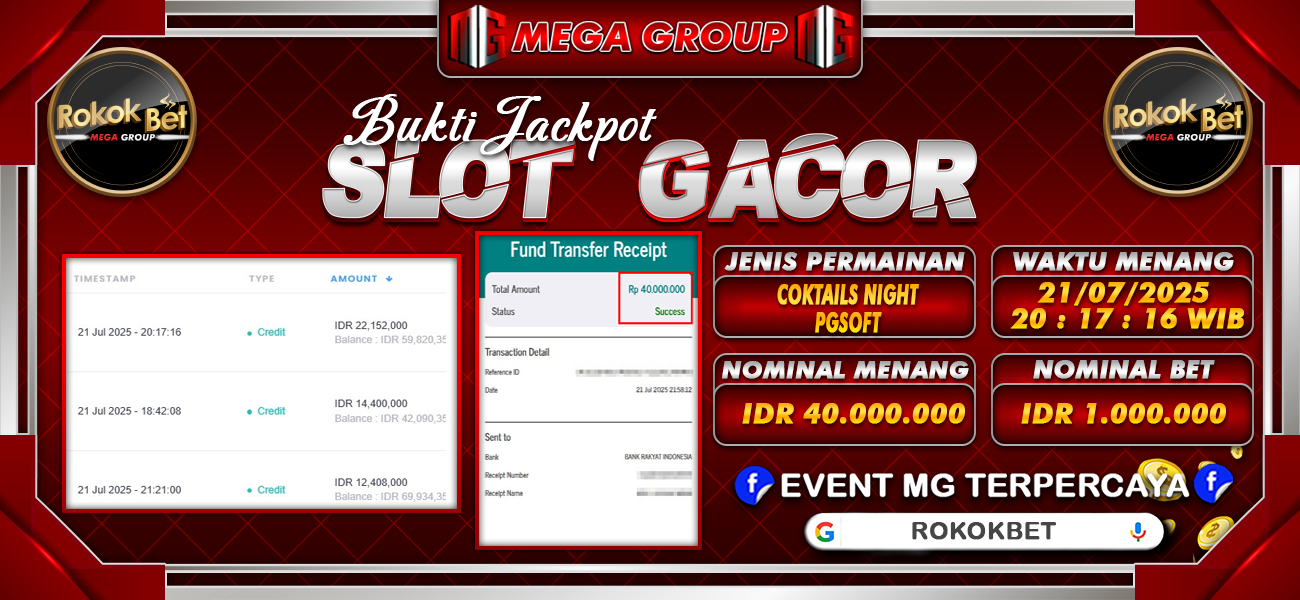 Bukti JP situs Rokokbet hari Selasa, 22 Juli 2025