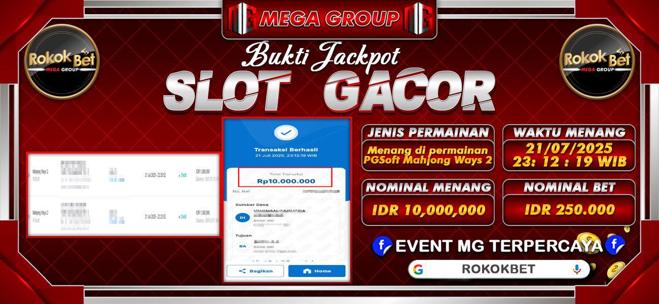 Bukti JP situs Rokokbet hari Selasa, 22 Juli 2025