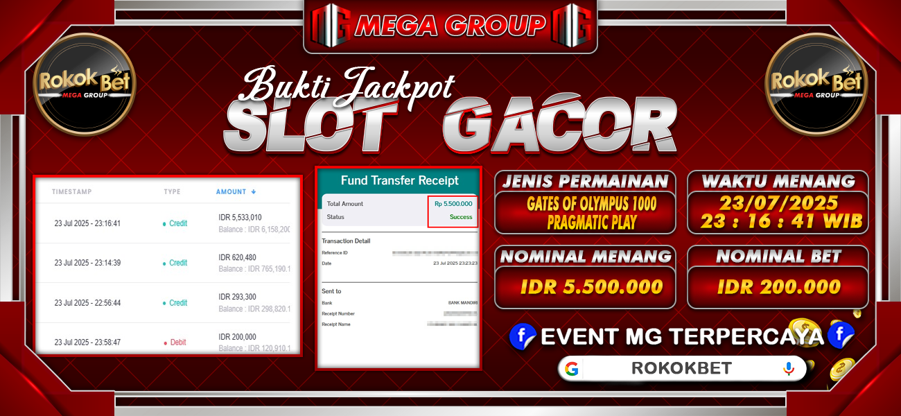 Bukti JP situs Rokokbet hari Kamis, 24 Juli 2025
