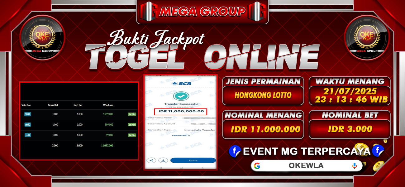Bukti JP situs Okewla hari Selasa, 22 Juli 2025